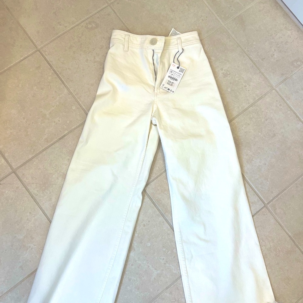 Zara Cream Wide-Leg Pants